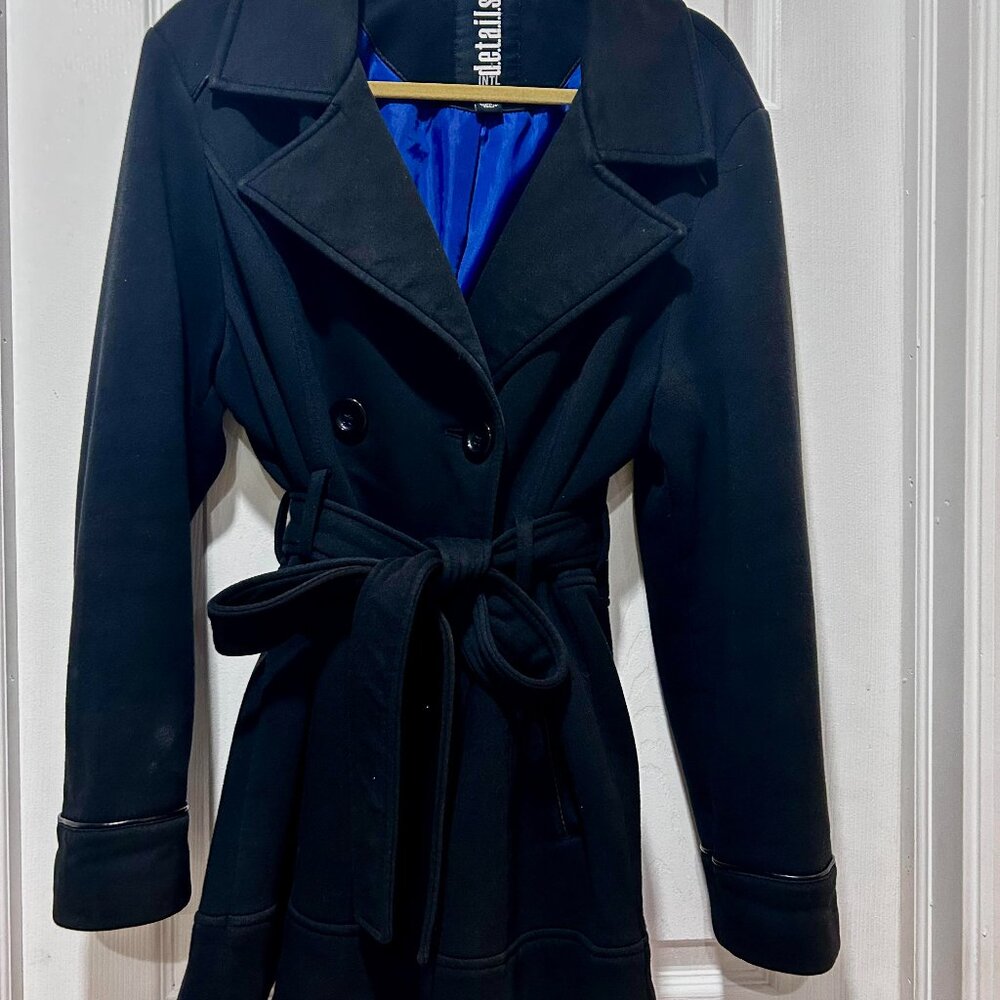 Women’s Black Wool Blend Peacoat with Belt